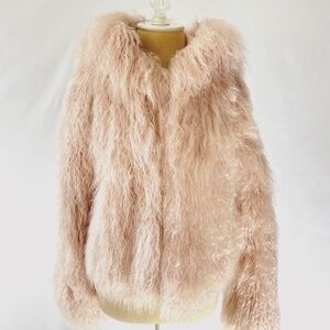 KENDALL + KYLIE Faux Fur Hooded Pink Coat - Size 10